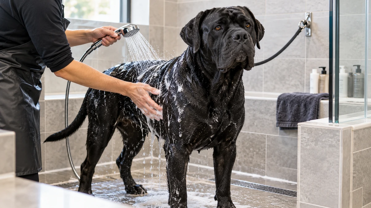 Cane Corso köpek — banyo ve temizlik