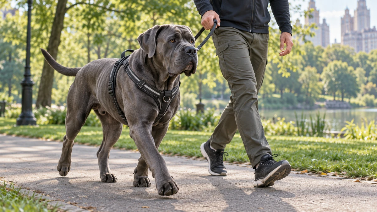 Cane Corso köpek — parkta yürüyüş ve egzersiz